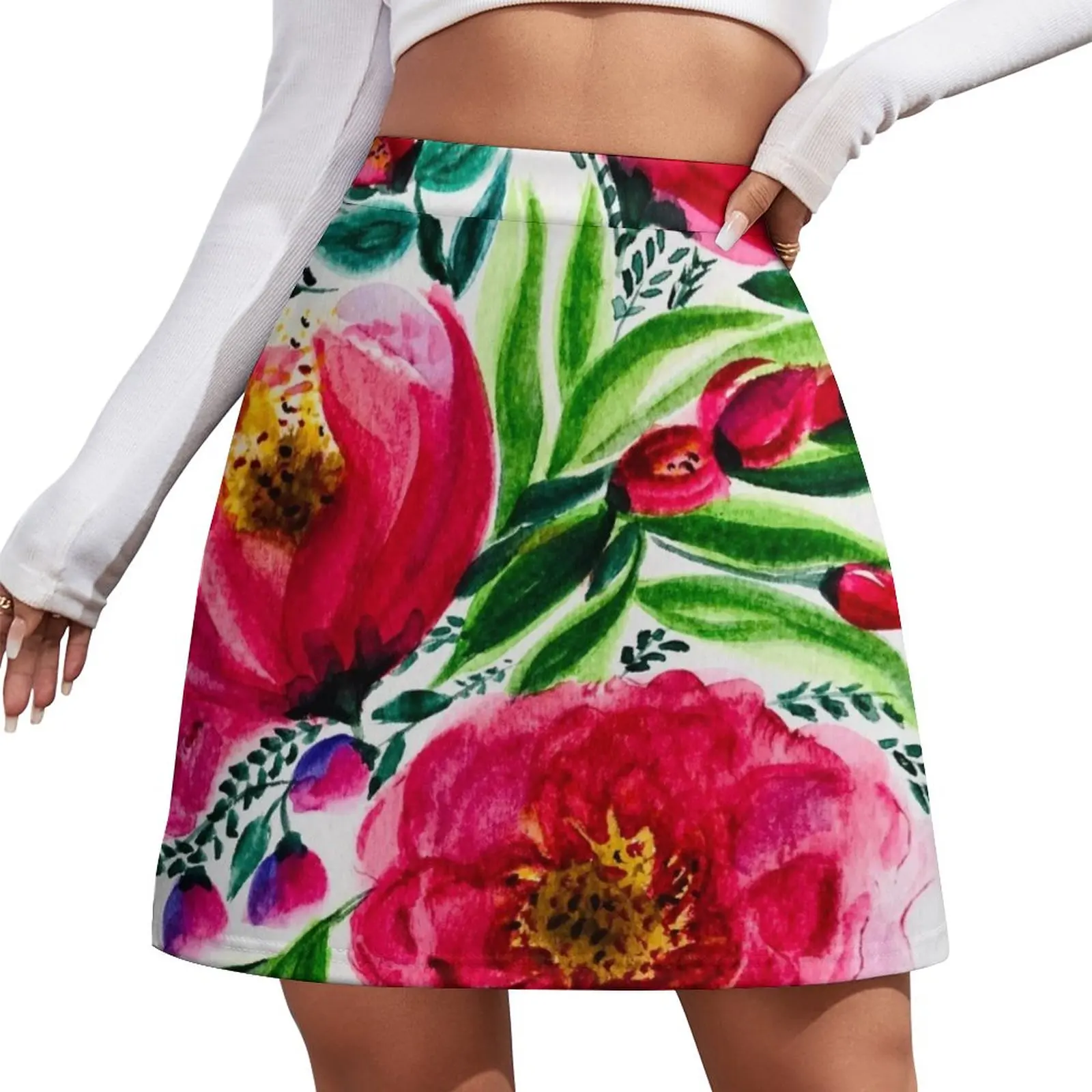 Peonies for my thoughts Mini Skirt elegant social women's skirts japanese kawaii clothes