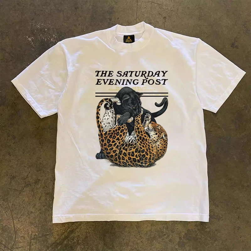 Loose Fit Cotton T-Shirt Unisex Short Sleeve Double Thread UPUPXIA Hero Print Sweat Absorbent round Neck Casual Summer Top