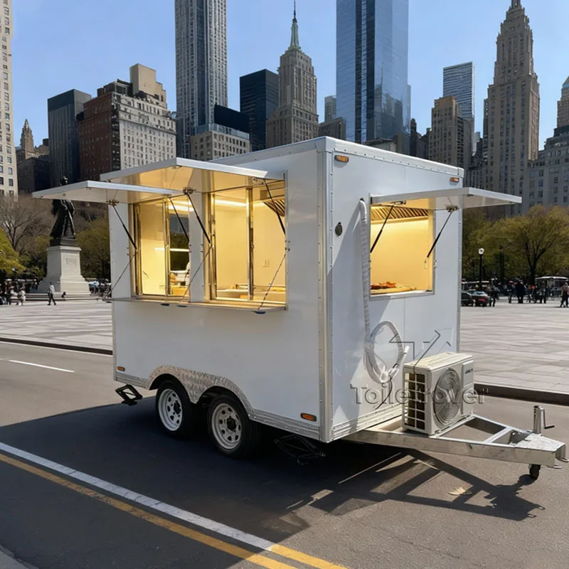 

Street Custom Wholesale Grill Food Truck Bus Tacos French Fries Baked Potatoes Sandwich Bbq Food Trailer Bathroom Porch