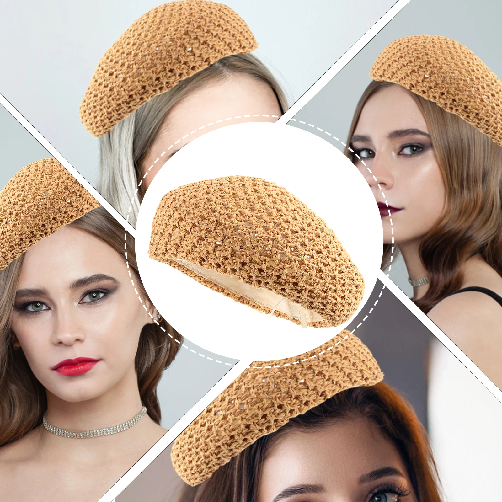 

Summer Lightweight Straw Beret Hats For Women Skin-Friendly Classic French Artist Hat Beach Soft Comfortable Cool Headwear For