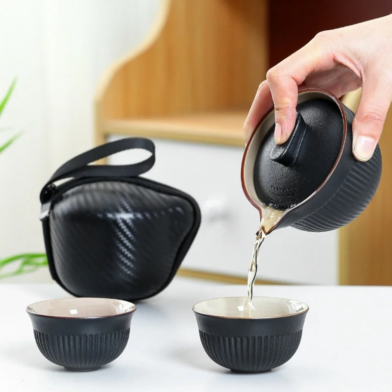 Simple Travel Tea Set Ceramic One Piece Storage Portable Outdoor Tea Making Utensils Tea Lovers Best Gifts