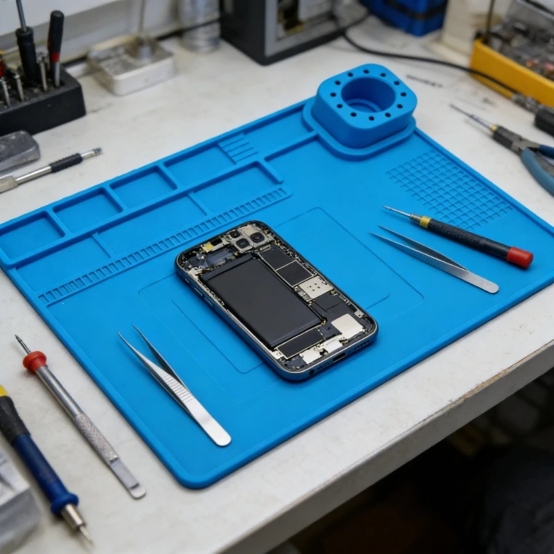 High Temperature Resistant Silicone Repair Mat For Phone And Electronics Anti Slip Surfaces And Tool Storage Compartments F19E