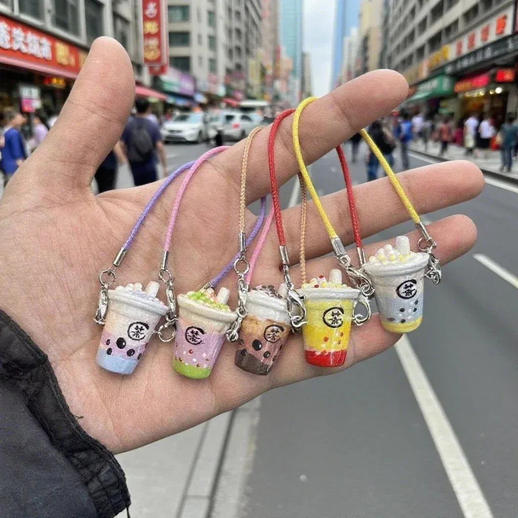 Doll House Dollhouse Mini Simulation Milk Tea Cup Ice Cream for Labubu Doll Accessories Miniature Scene Pendant