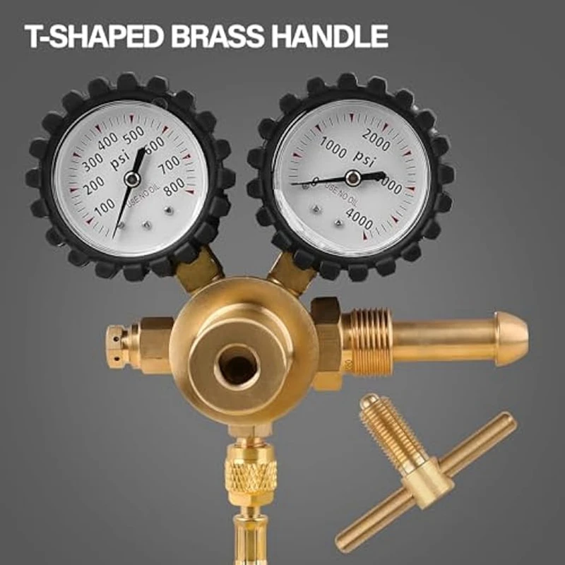 Nitrogen Regulator With 0-800 PSI Delivery Pressure,Hose CGA580 Inlet Connection And 1/4In Male Flare Outlet Connection