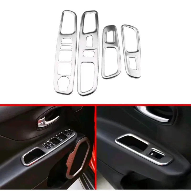 

For Jeep Renegade 2015 2016 2017 2018 2019 2020 2021 2022 2023 ABS Car Window Glass Lift Switch Button Panel Trim Cover Stickers