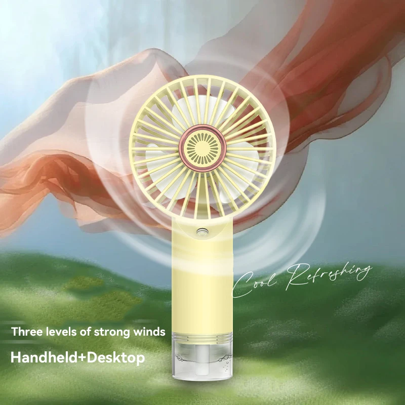 Humidifying Water Replenishing Handheld Spray Fan Fast Charging Convenient Desktop USB Charging Mini Handheld Fan 2025 New