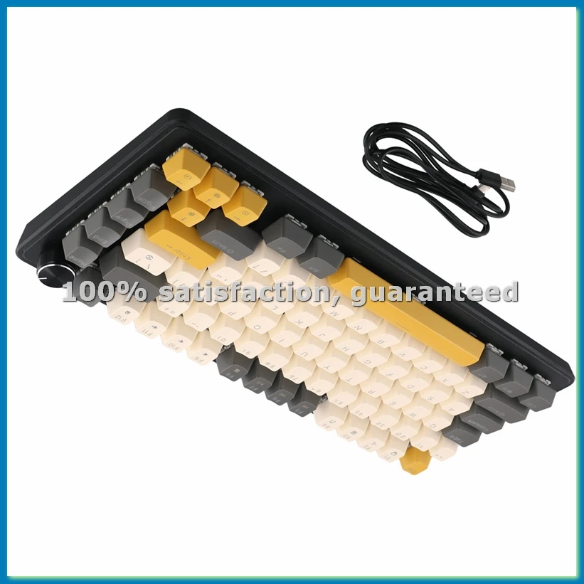K82 Gaming Keyboard with Media Knob, Hot-Swappable Mechanical Keyboard Wired, Blue Switch Key Cable Separation-A51M