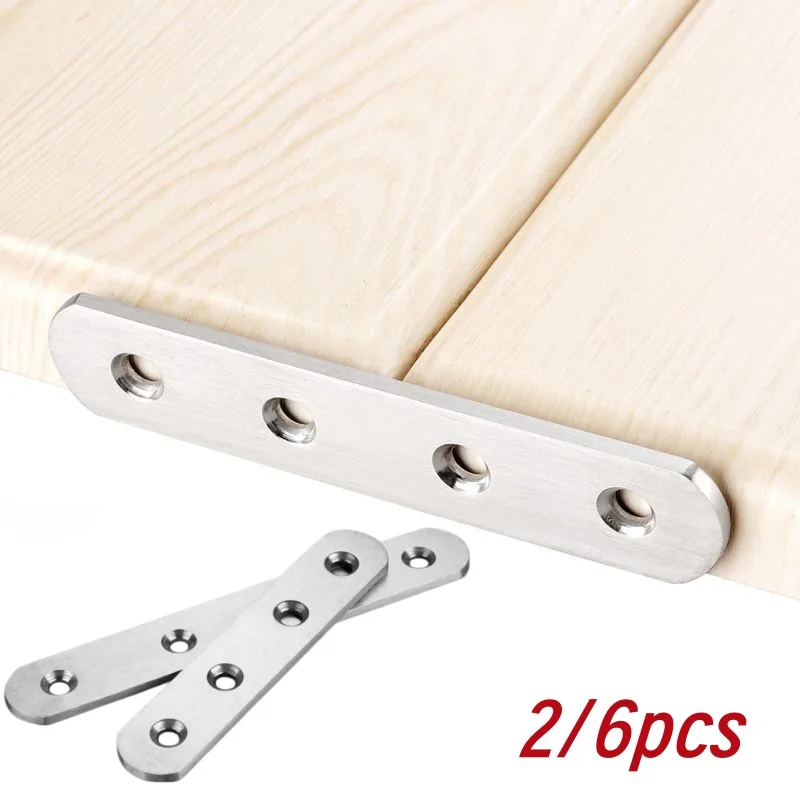 2/6pcs Flat Straight Brace Brackets, Repair Fixing Brackets, Used for fixing and connecting furniture tables, chairs