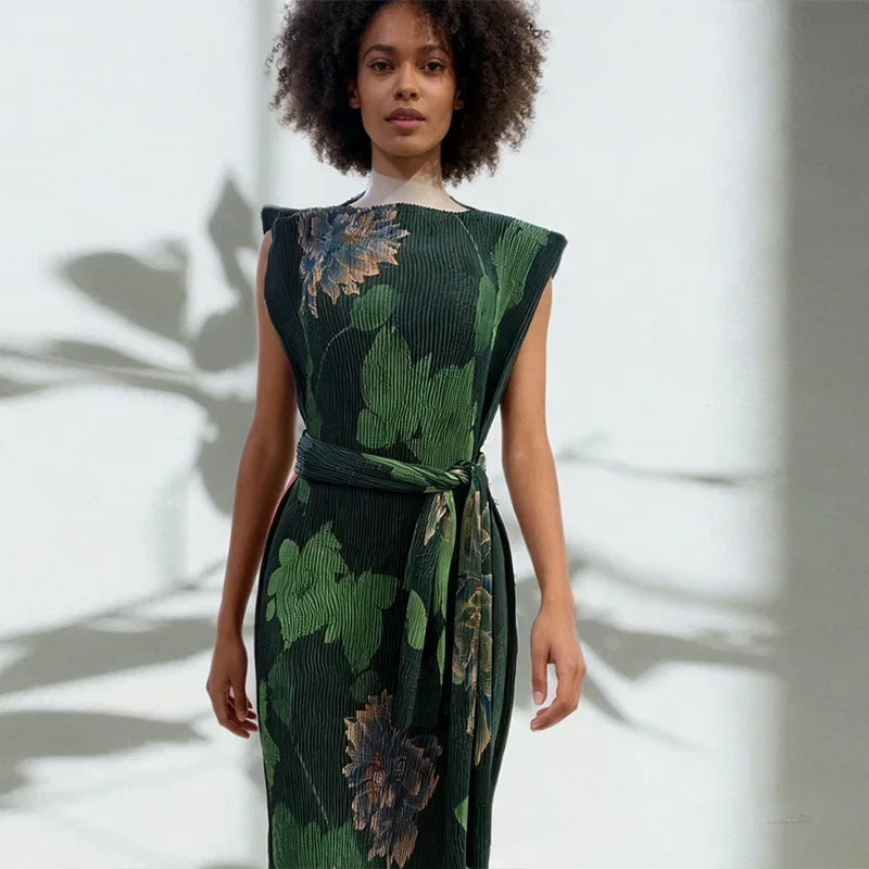 

GUWU New Pleated Printed Fashion Sleeveless Women African Clothing Muslim