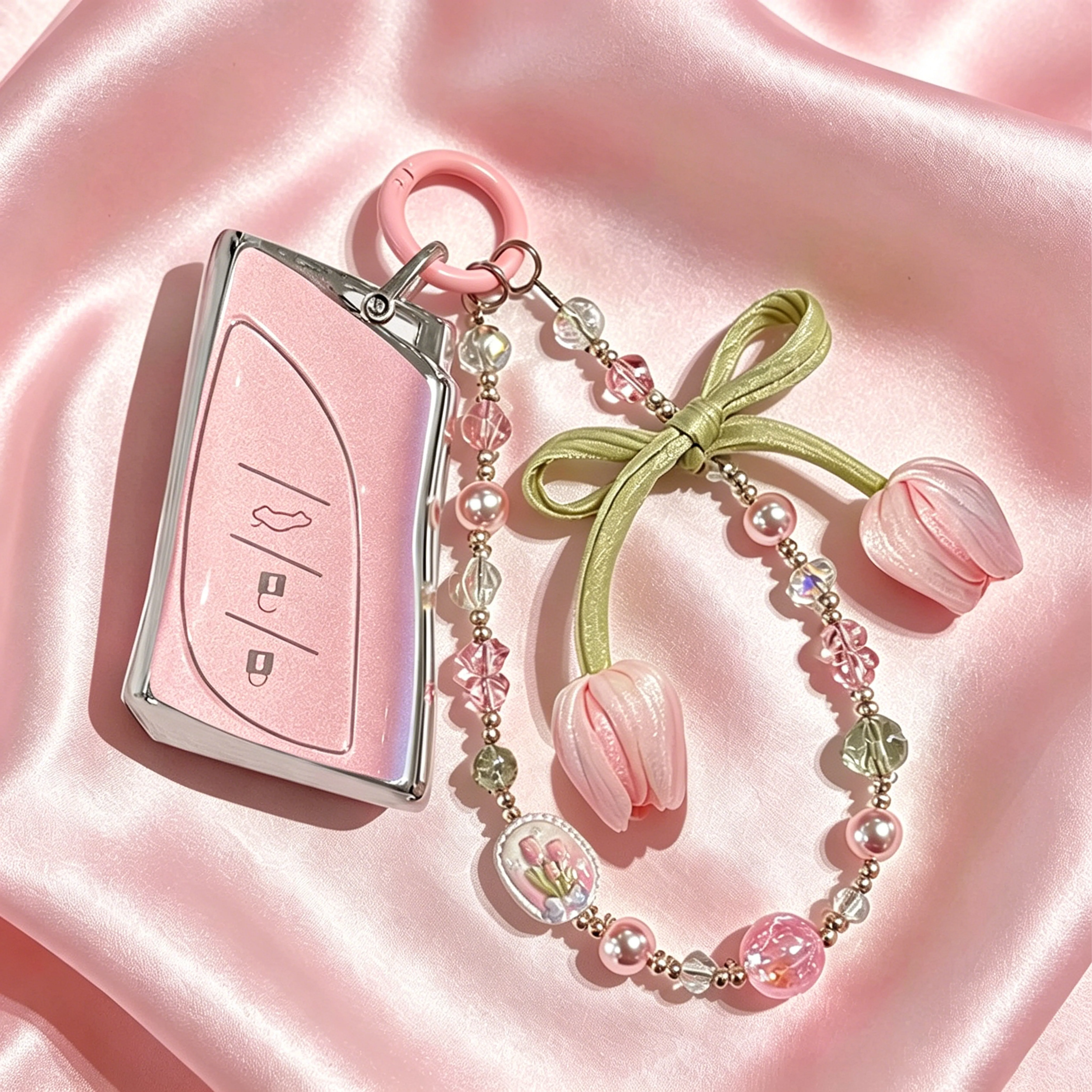 Pink Fresh Flowers for Lexus NX ES UX US RC LX IS RX 200 250H 350H LS 450H 260H UX200 3 Button Remote Car Key Case Cover Fob Bag