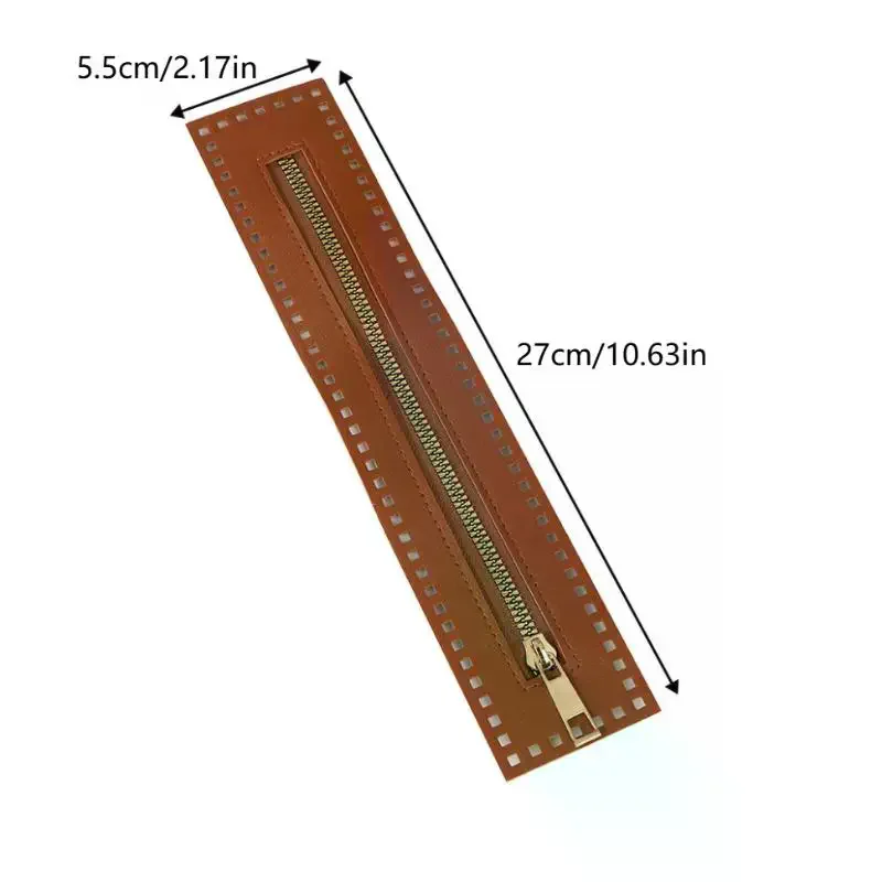 Tas Selempang Kulit Dua Sisi 27cm dengan Ritsleting, Tas Rajut Kulit dengan Ritsleting, Perlengkapan Jahit Ritsleting Solid