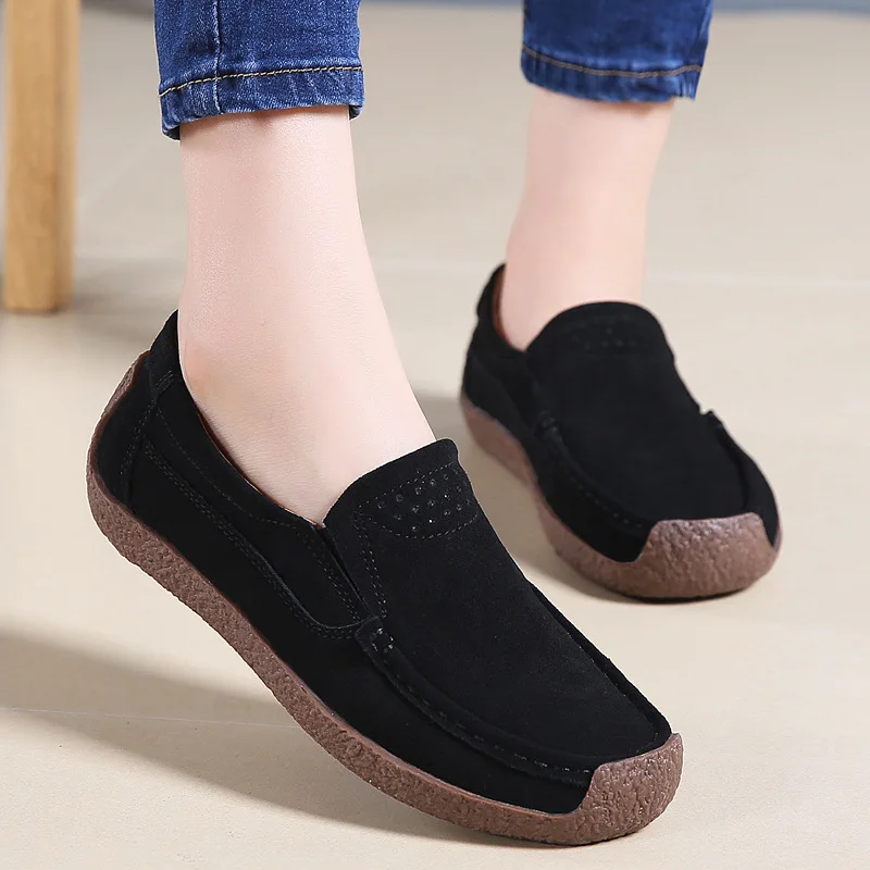 Women Slip on Loafers Shoes for Ballet Flats Ladies Spring Microfiber Retro Flats Shoes Female Spring Moccasins Casual Sneakers