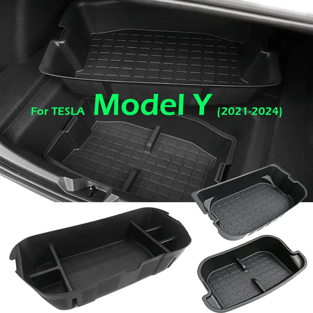 

Frunk Storage Organizer Tray Rear Trunk Upper and Lower Rear Storage Bins Boxes for Tesla Model Y 2020-2024 Accessories