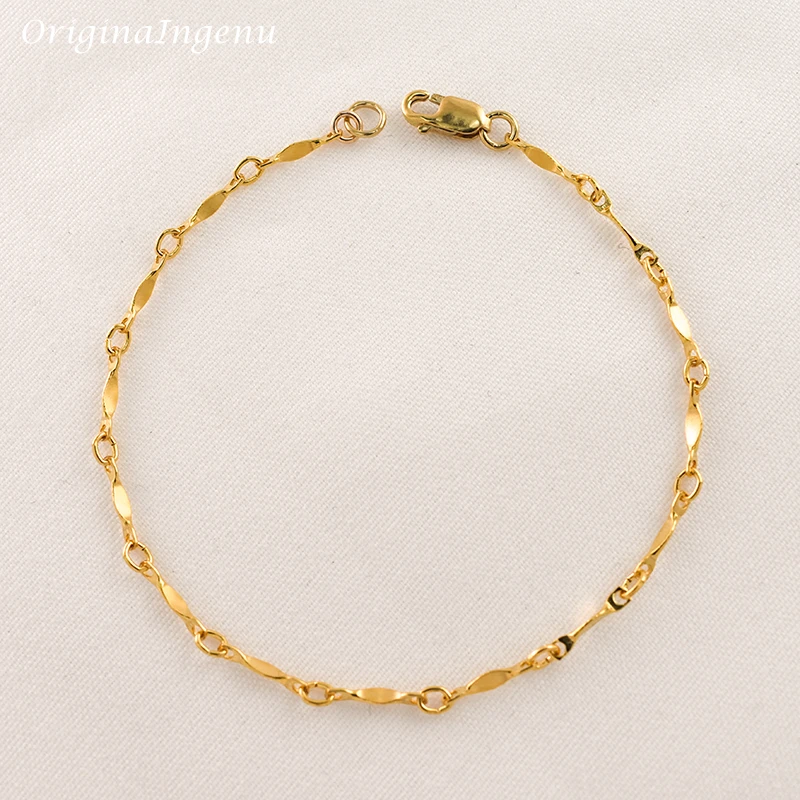 14K Gold Filled Dapped Bar Chain Bracelet Handmade Gold Jewelry Boho Charms Bracelets Vintage Anklets for Women Bridesmaid Gift