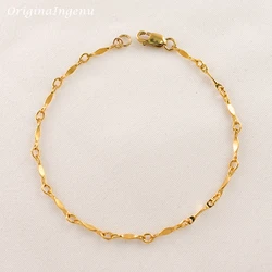 14K Gold Filled Dapped Bar Chain Bracelet Handmade Gold Jewelry Boho Charms Bracelets Vintage Anklets for Women Bridesmaid Gift