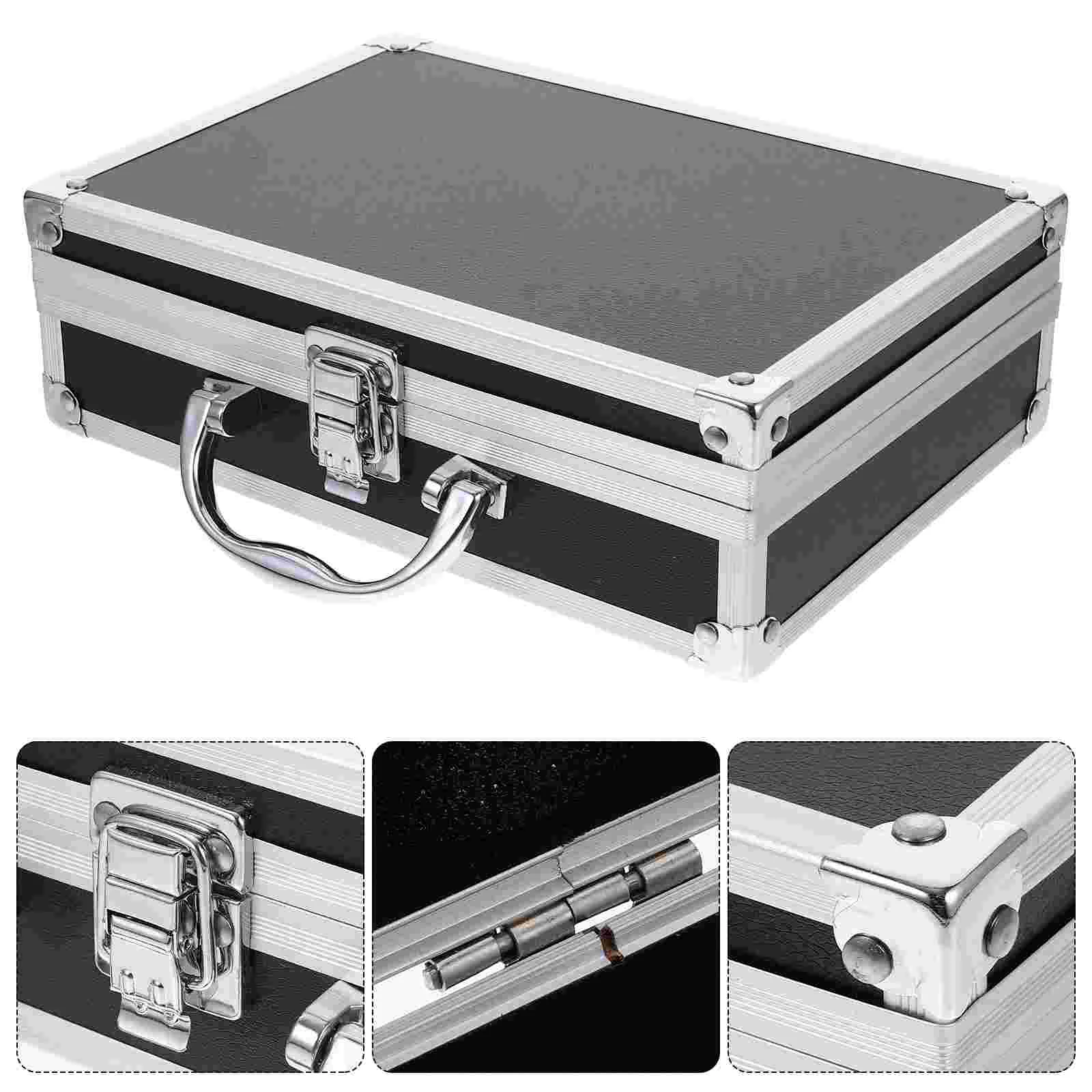 

Aluminum Locking Briefcase Suitcase Suitcases Tool for Men Storage Black Abs Man