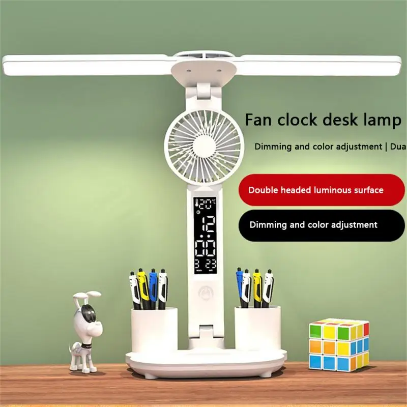 3in1 Multifunction Table Lamp LED Folding With Fan Calendar Clock USB Rechargeable Desk Light Reading Lamp Christmas gift Lights