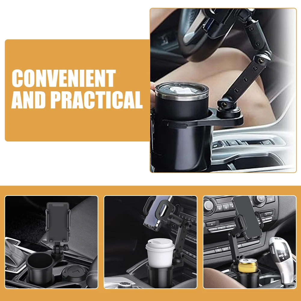 

Versatile 2-in-1 Car Cup Holder Phone Stand Durable Stylish Interior Match Stable Navigation Support Cup Holder Phone Stand