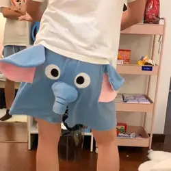 Embroidered Little Flying Elephant Shorts Pants Plush Elastic Couple Sleeping Pants Cute Elephant Funny Pajama Pants Women Men