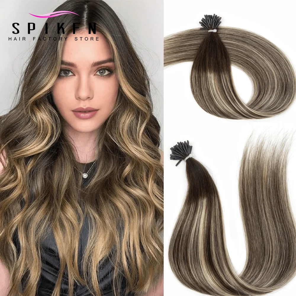 

Черный блондин, наращивание волос с I кончиком, натуральные настоящие человеческие волосы, маленькие тонкие кератиновые волосы, 14-20 дюймов, 30 г, без колец