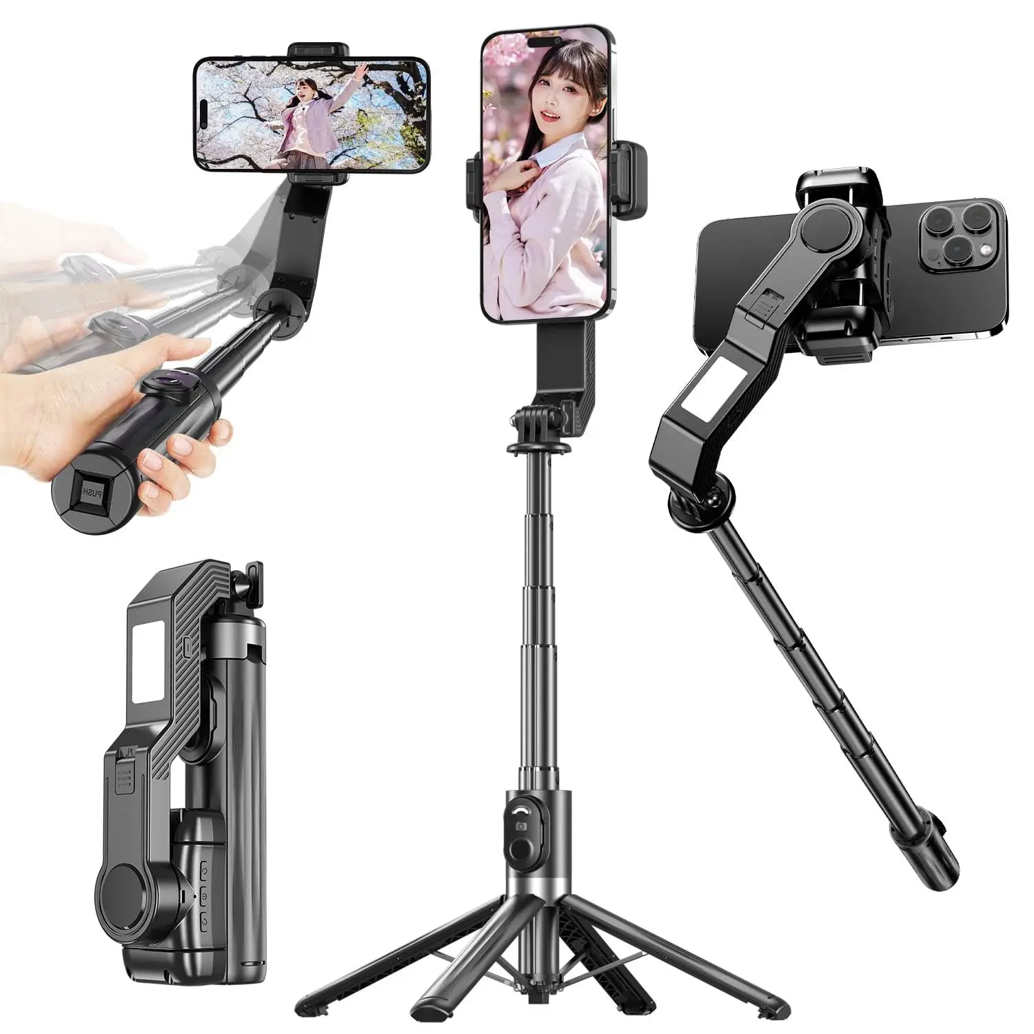 

Anti-shake Gimbal Selfie Stick Tripod 3-in-1Smartphone Gimbal Single-Hand Single Axis Stabilizer Selfie Stick Bluetooth Remote