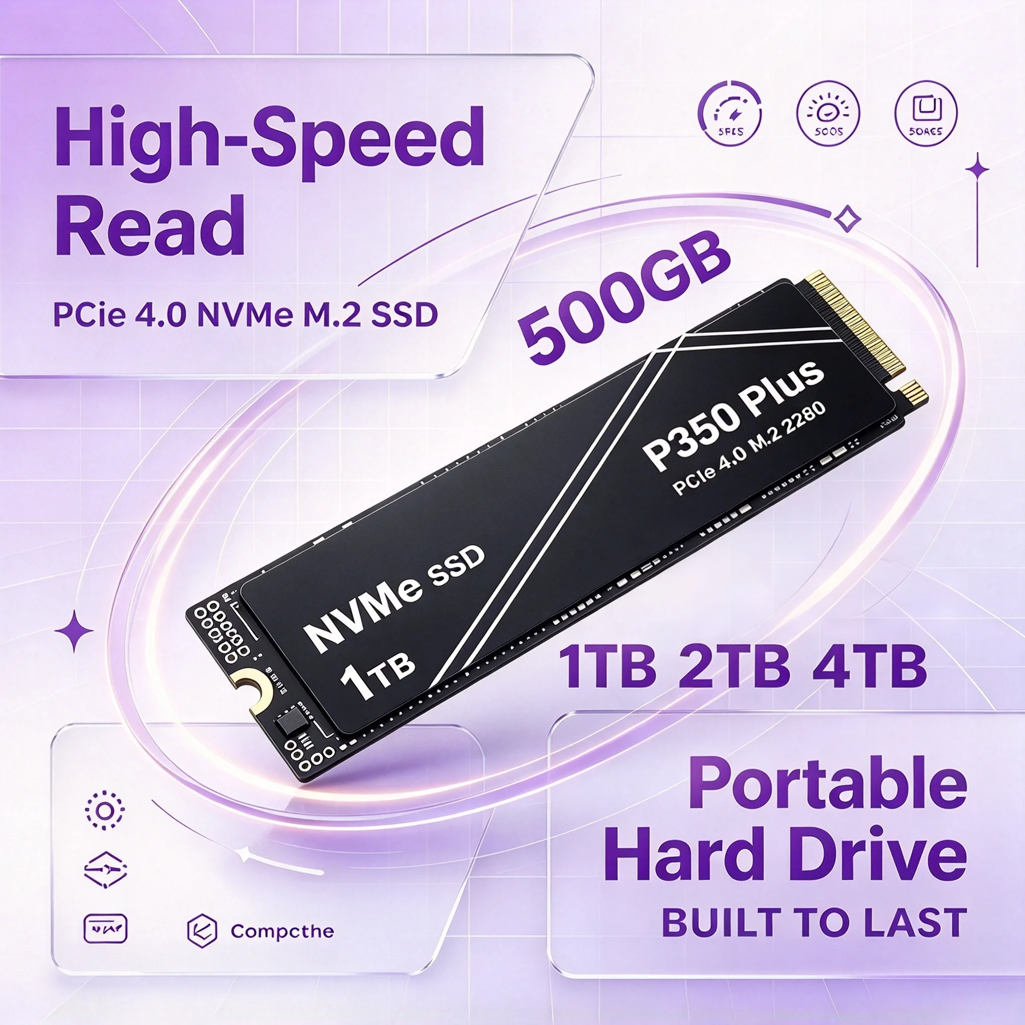 P350 Plus NVMe SSD 7100MB/s PCIe 4.0 M.2 2280 Shift Up to Gen4 with 2X Speed Boost Internal Drive for Laptop Desktop 2TB 4TB