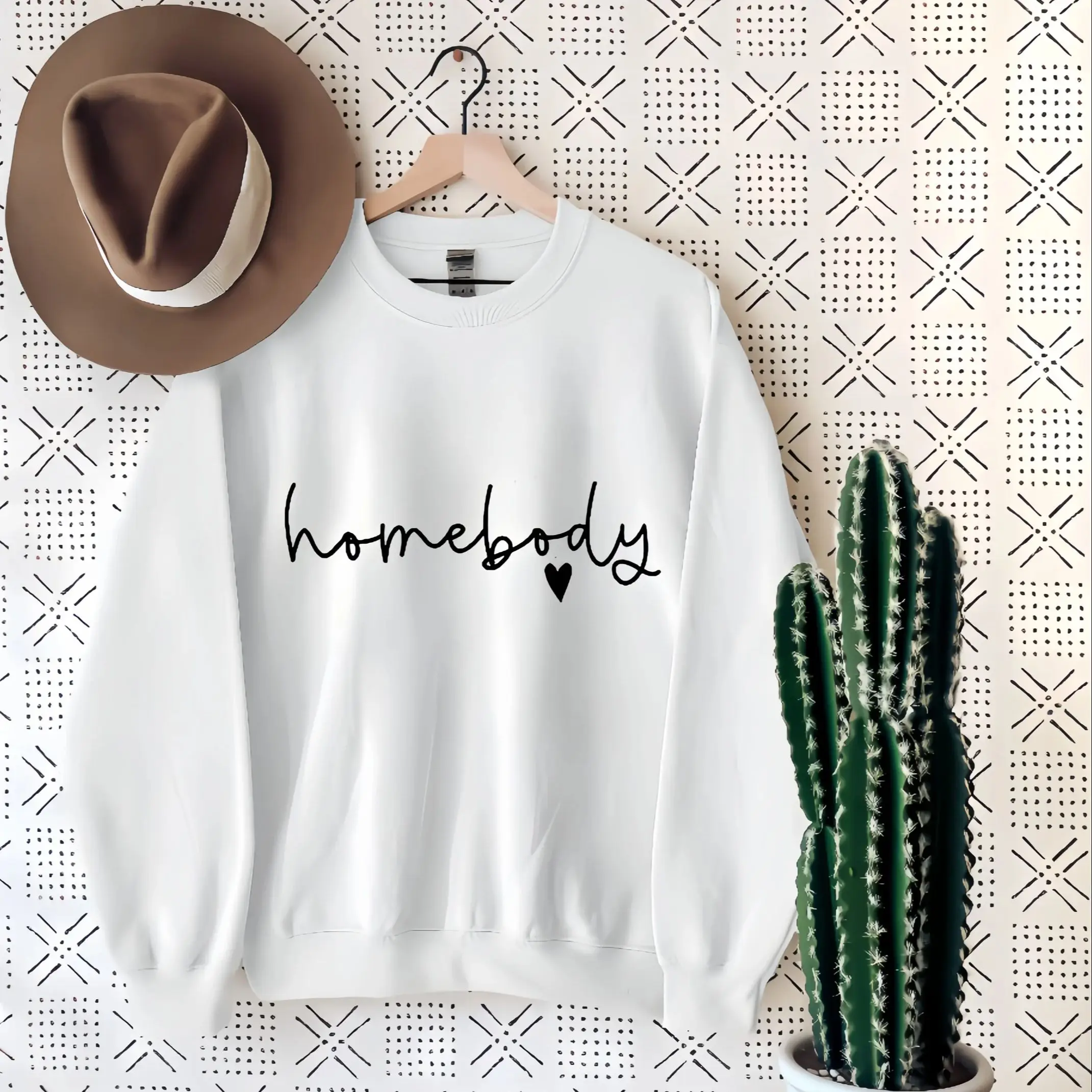 Homebody-Sudadera con estampado de letras para mujer, Jersey informal minimalista, ropa de diario, fina, Primavera