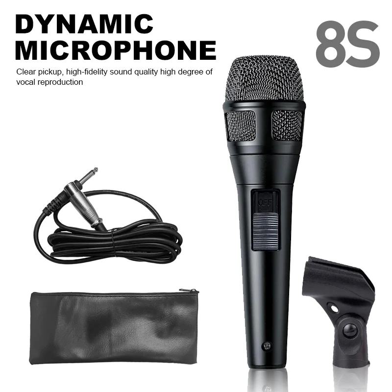 

8S Professional Wired Microphone Series Dynacmic Vocal Handheld Mic Suitable For Karaoke Party Singing Metal Material Cardioid