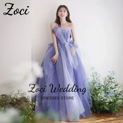 Zoci Sweetheart Ruffles Korea Wedding Dresses PhotoShoot Contrast Color Evening Party Dress Customized Corset A Line Bride Gown