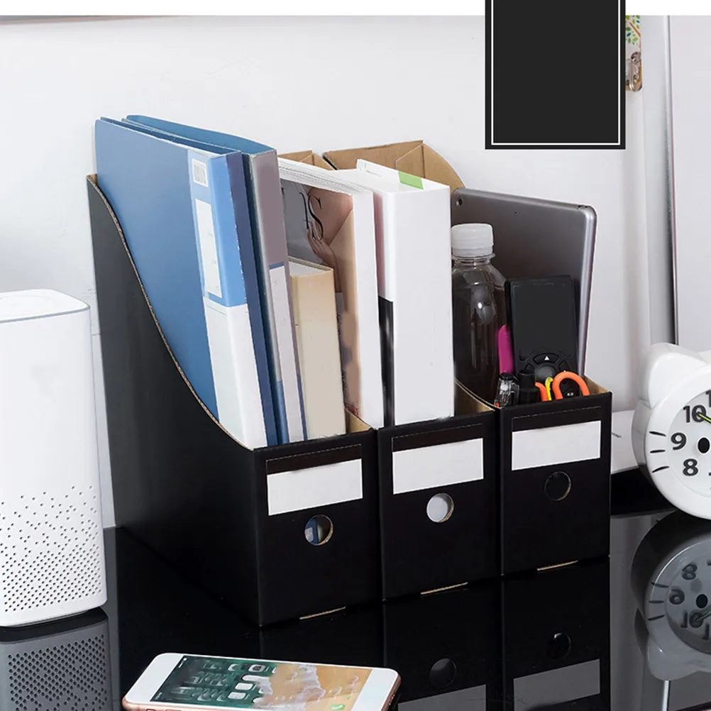

5 Pcs File Folder Rack Storage Document Holder Magazine Paper Desk Organizer Black Student Dorm Office Folder Case