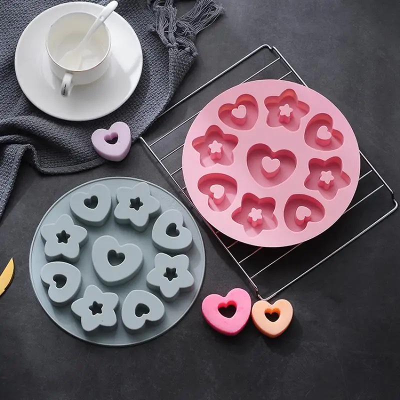 Multicavity Heart Little Star Biscuit Making Tool Twinkle Star Chocolate Muse Cake Silicone Mould Ice Tray Candle Soap Decor