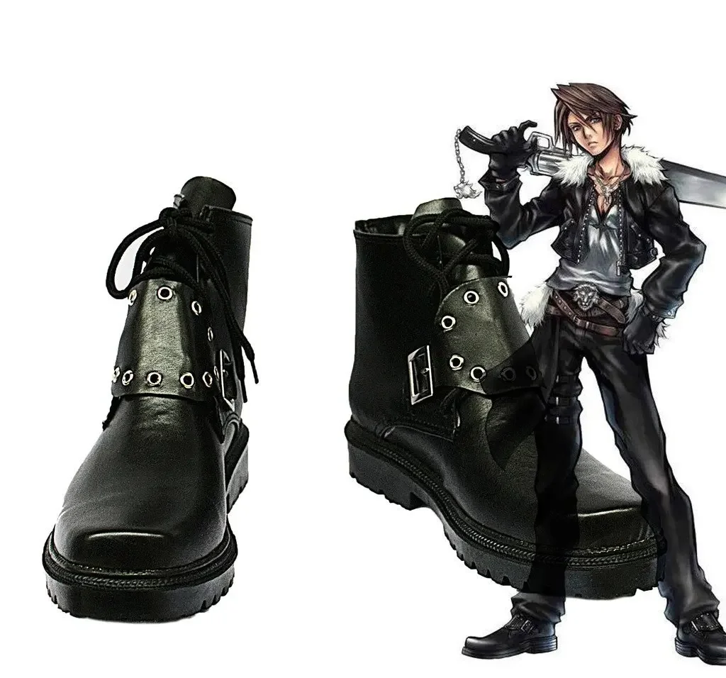 

Final Fantasy VIII Squall Leonhart 2025, ботинки для косплея, черные туфли в кожаном стиле, индивидуальный заказ, любой размер