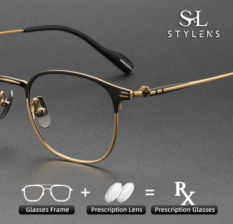 

STYLENS Pure Titanium Oval Full Frame Glasses Men Optical Prescription Customized Anti Blue Light Progressive Glasses 70807
