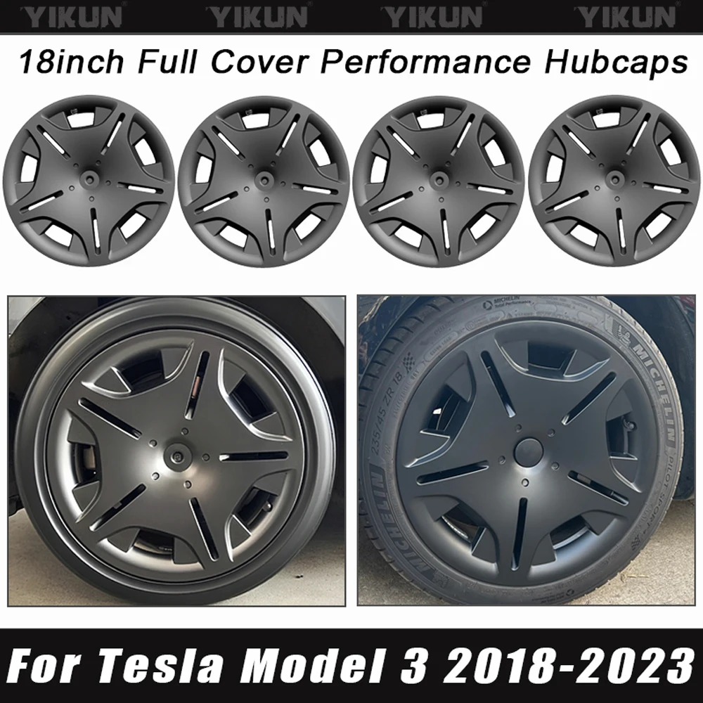 

4 шт. крышка ступицы для Tesla Model 3, сменная крышка колеса, автомобильная 18-дюймовая крышка ступицы, полная крышка обода, аксессуары 2018-2023