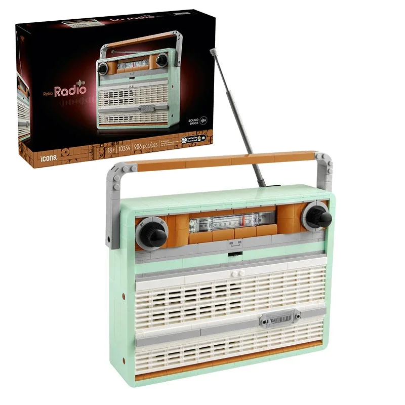 

906 шт., креативные ретро-радио, строительные блоки, бытовая электроприборы, развивающие игрушки, сборные кирпичи, подарок для детей