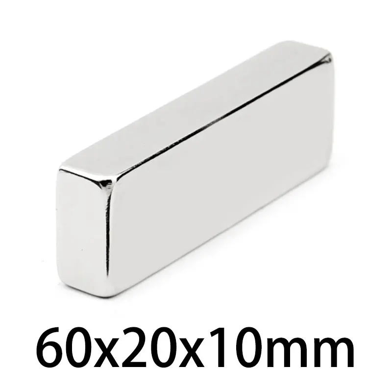 1/2/3/5PCS 60x20x10mm NdFeB Super Strong Neodymium Magnet Strip Block Permanent Magnet N35 Powerful Magnetic Magnets  60*20*10mm