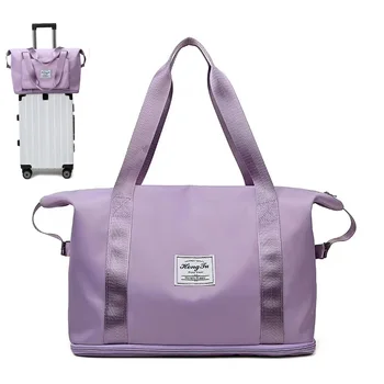 Bolso de viaje multifuncional impermeable para mujer, bolsa de hombro, gran capacidad, almacenamiento deportivo, plegable