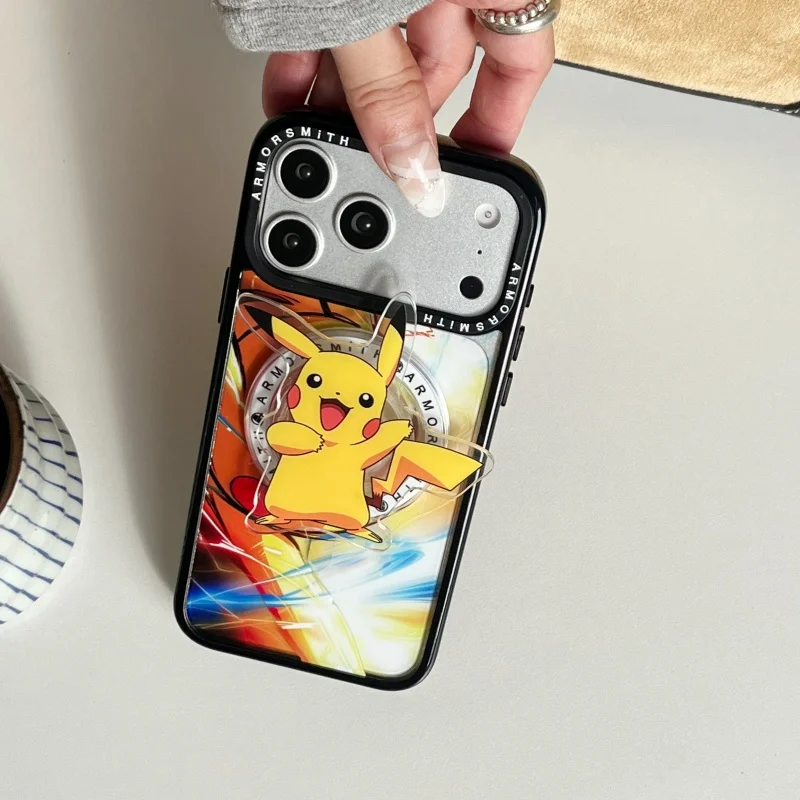 เคสชาร์จไร้สาย Magsafe ลายการ์ตูนโปเกมอนน่ารัก สำหรับ iPhone 11 12 13 14 15 16 17 Pro Max Plus พร้อมที่ยึดแม่เหล็ก