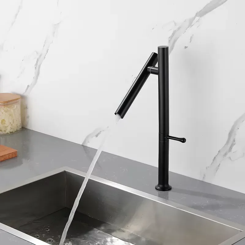 Modern Kitchen Sink Faucet Stainless Steel Matte Black Faucet Single Handle Adjustable Kitchen Faucet