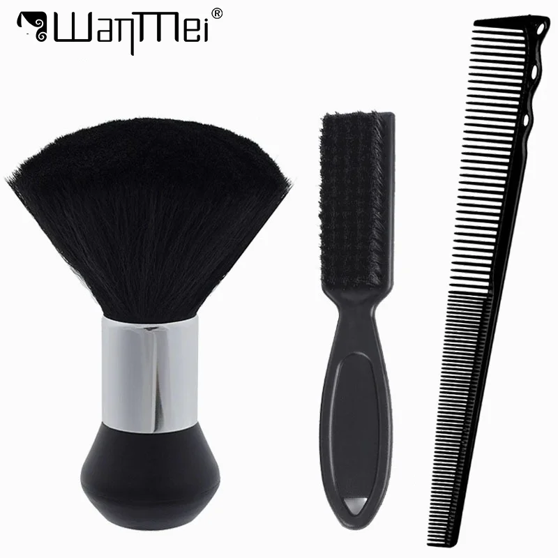 3PCS Barber Hair Cutting Comb Set, Neck Duster Brush, Edge Styling Brush, Hairdressing Comb Kit for Salon Hair Styling Grooming