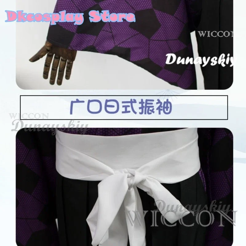 CosplayKokushibo Cosplay Costume Wig Anime Cosplay Purple Kimono Tsugikuni Michikatsu Wig Party Demon RolePlay Outfits Carnaval