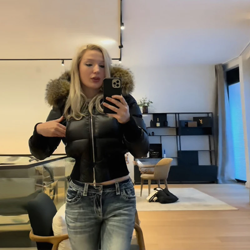 Women's Autumn Winter Title Seam Cotton Jacket Faux Fur Collar Long Sleeve Coat Slim Waist Detachable Coat 2025 New Lady Coats