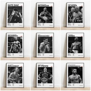 黒と白のU集合的ファイティングチャンピオンシップUFCポスターキャンバス印刷絵画壁装飾ジムルームの装飾 10ベストセールスジムアート-1