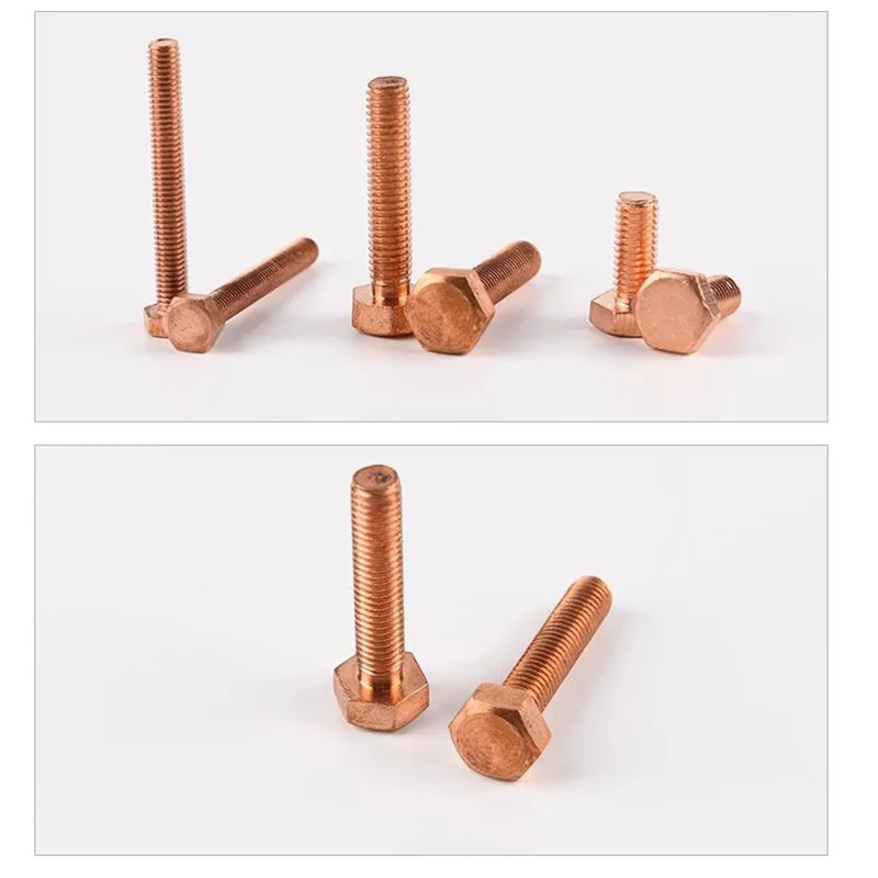 Solid Copper Hexagonal Screw Bolts M3 M4 M5 M6 M8 M10 M12 M14 M16 M28 M20