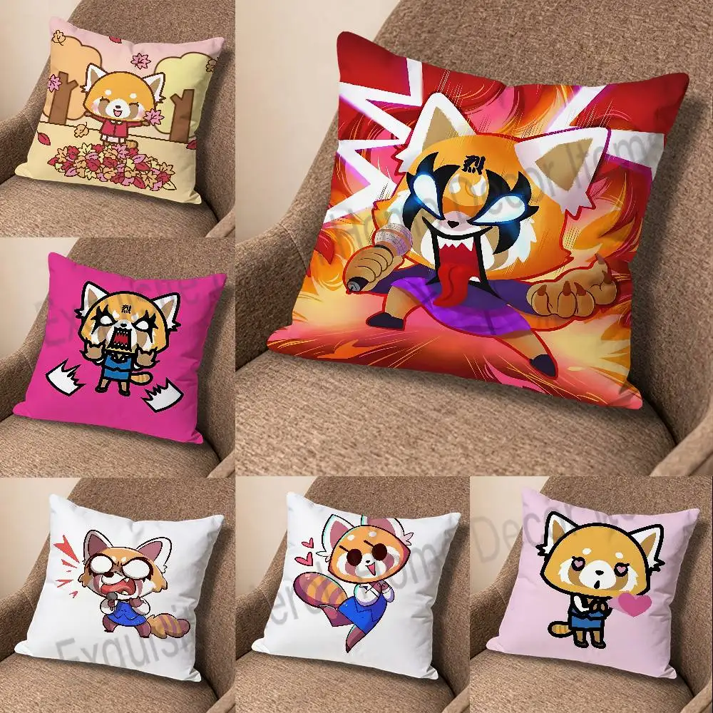 Fur collar fox A-Aggretsukos-S Pillow Case Modern Home Decorative Cozy Plush Pillowcase For Living Room Bedroom Sofa