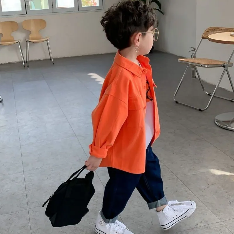 

New Children's Shirt Spring and Autumn Fashion Boys' Baby Cotton Loose Edition Long Sleeve Top Coat