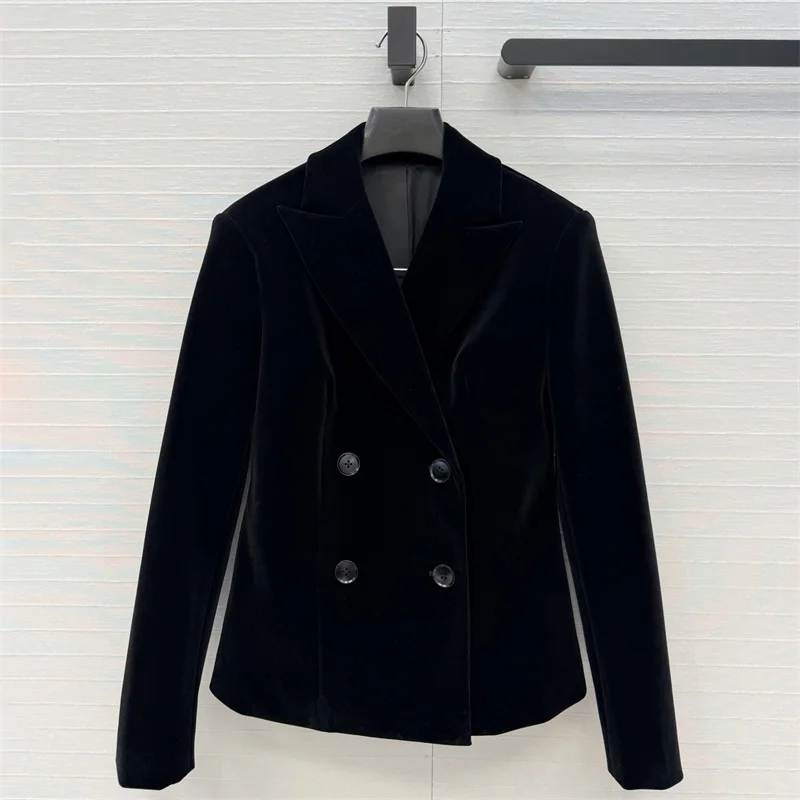 women's jacket 2026 winter new double breasted slim fit women's suit jacket Velvet women's coat women's blazer women's outerwear