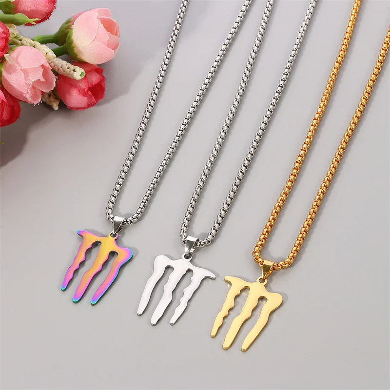 Fashion New Hip Hop Devil Claw Pendant Necklace Three Colors Optional Trend Men And Women Couples Wild Necklaces Jewelry Gifts