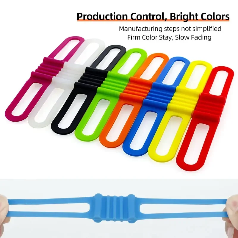 4PCS /PACK Silicone Strap Bike Front Light Holder Bicycle Handlebar Fixing Tie  Bycicle Torch Flashlight Bandages Speaker Mount