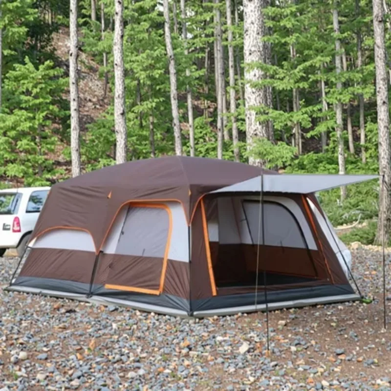 

2025 Custom Double Layer Polyester Tent For 3-4 People Square Beach-Applicable Outdoor Camping Travel & Tours With Two Bedrooms